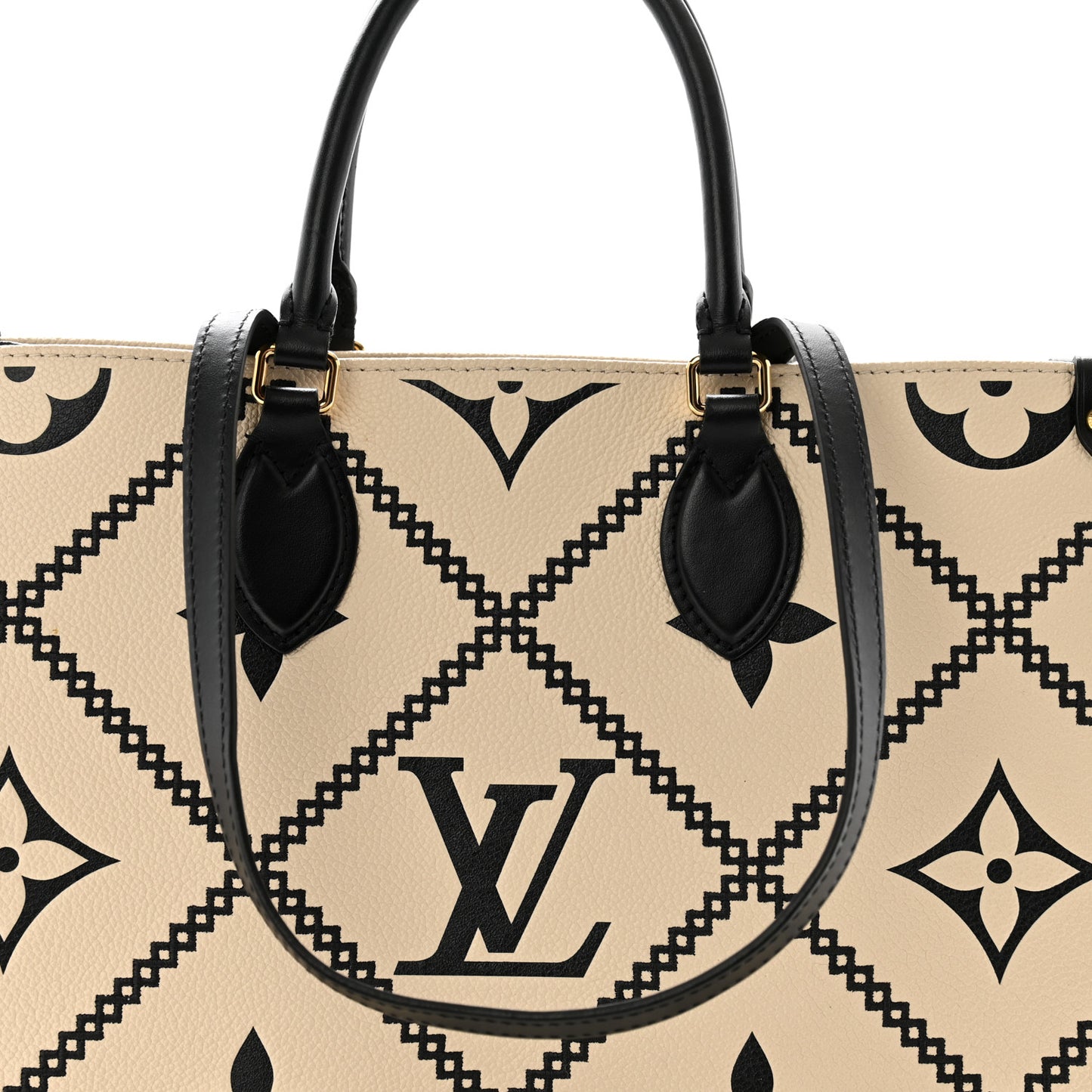 Empreinte Monogram Giant Broderies Onthego MM Cream Black