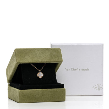 Van Cleef & Arpels 18K Yellow Gold Mother of Pearl Sweet Alhambra Pendant Necklace 5 of 5
