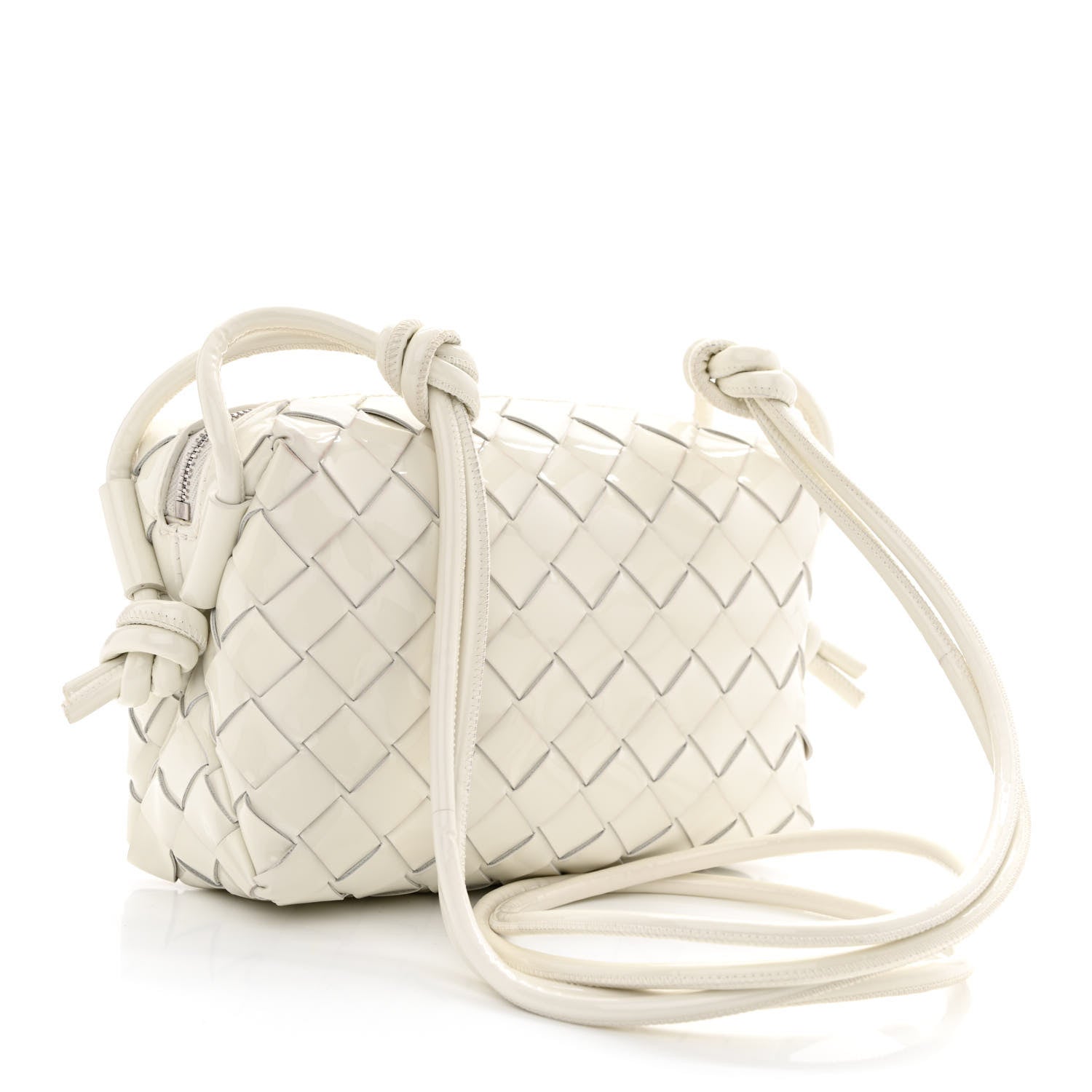 Bottega Veneta Patent Nappa Intrecciato Mini Loop Camera Bag White 3 of 10