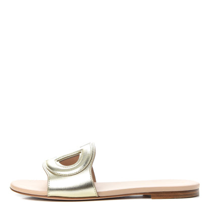 Christian Dior Metallic Calfskin D-Club Mule Sandal 37 Light Gold 1 of 11