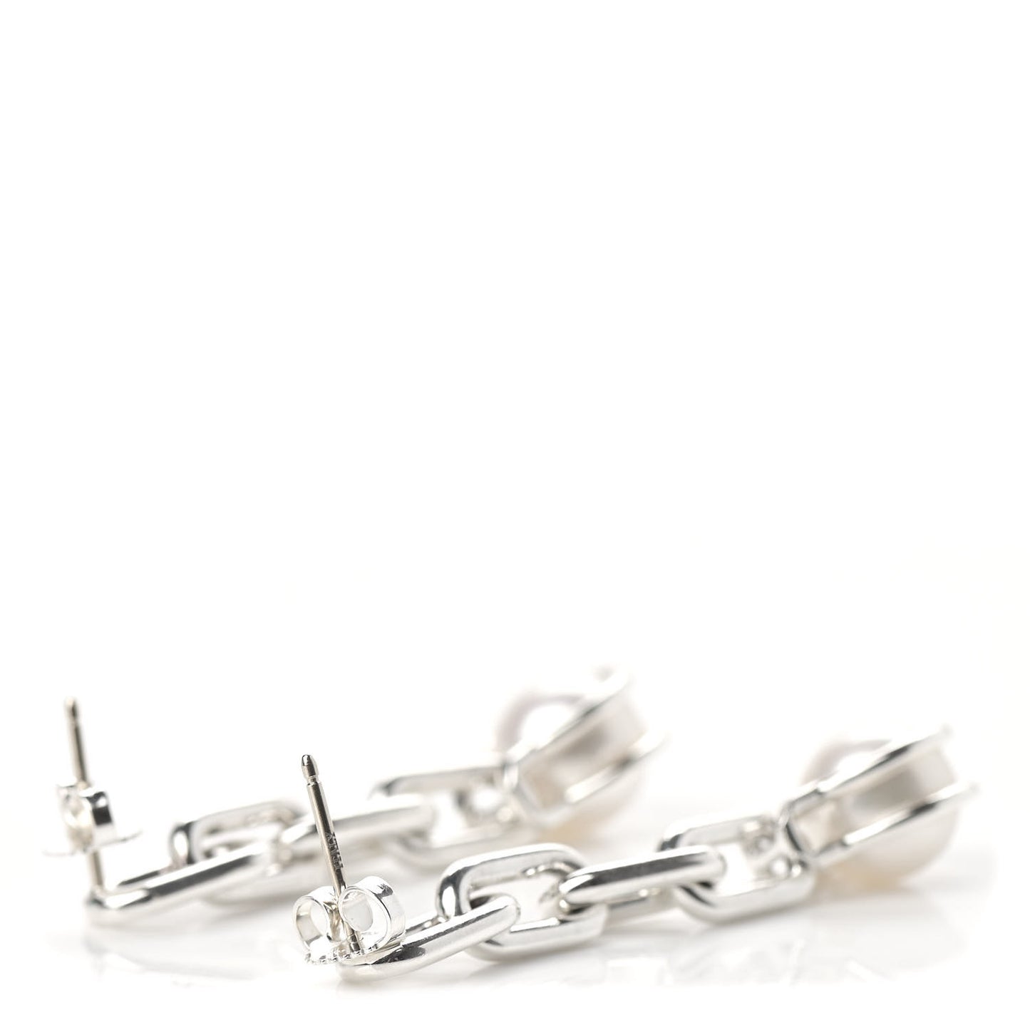Sterling Silver Pearl HardWear Triple Link Earrings