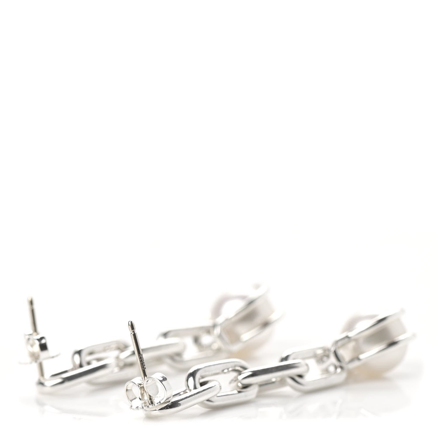 Tiffany Sterling Silver Pearl HardWear Triple Link Earrings 3 of 6