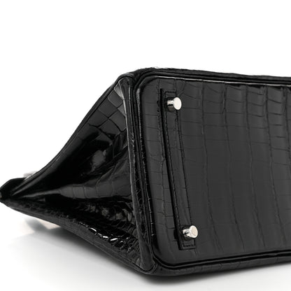 Hermes Shiny Porosus Crocodile Birkin 30 Black 9 of 12