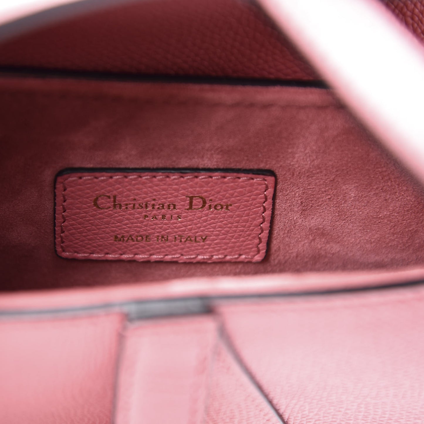 Grained Calfskin Mini Saddle Bag Pink