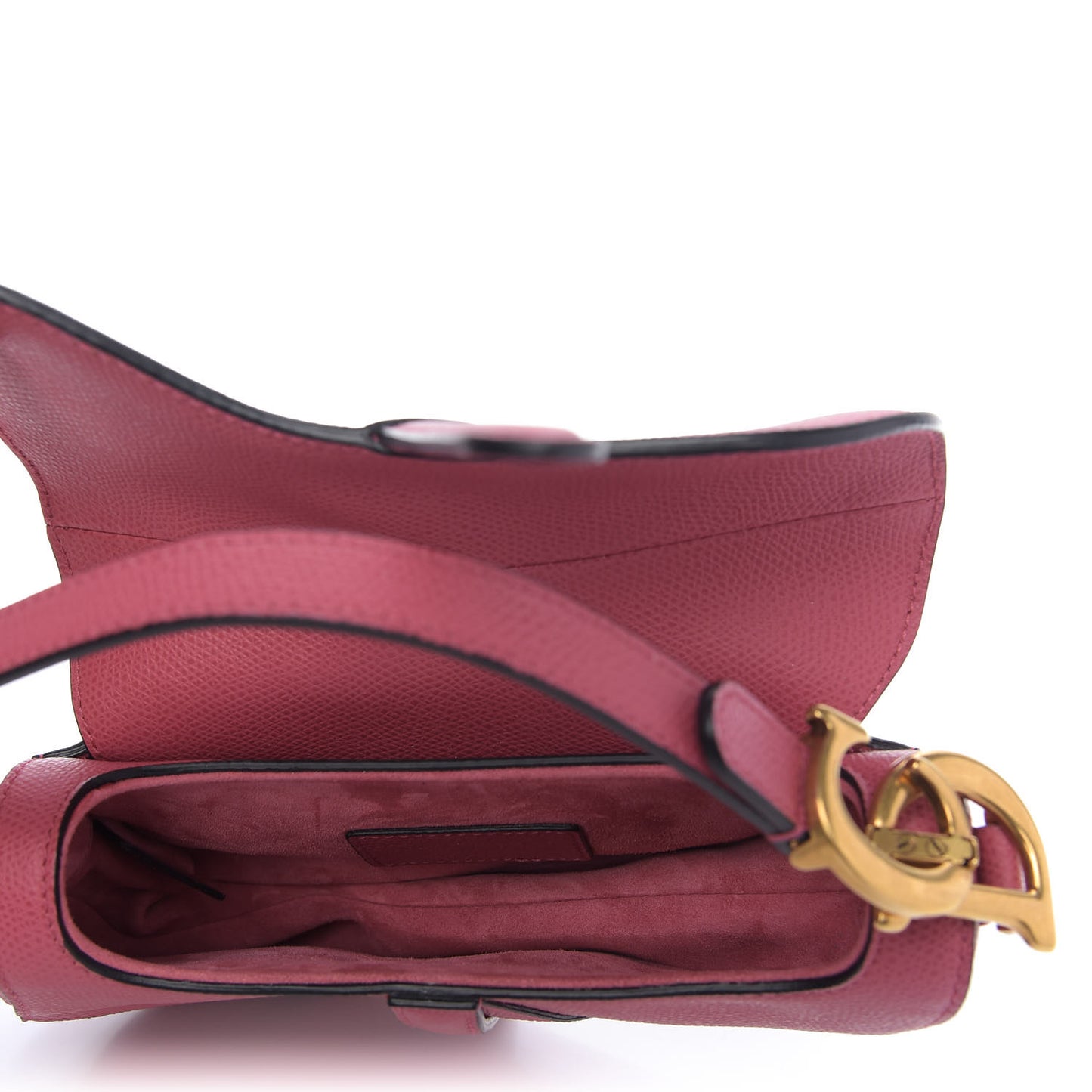 Grained Calfskin Mini Saddle Bag Pink