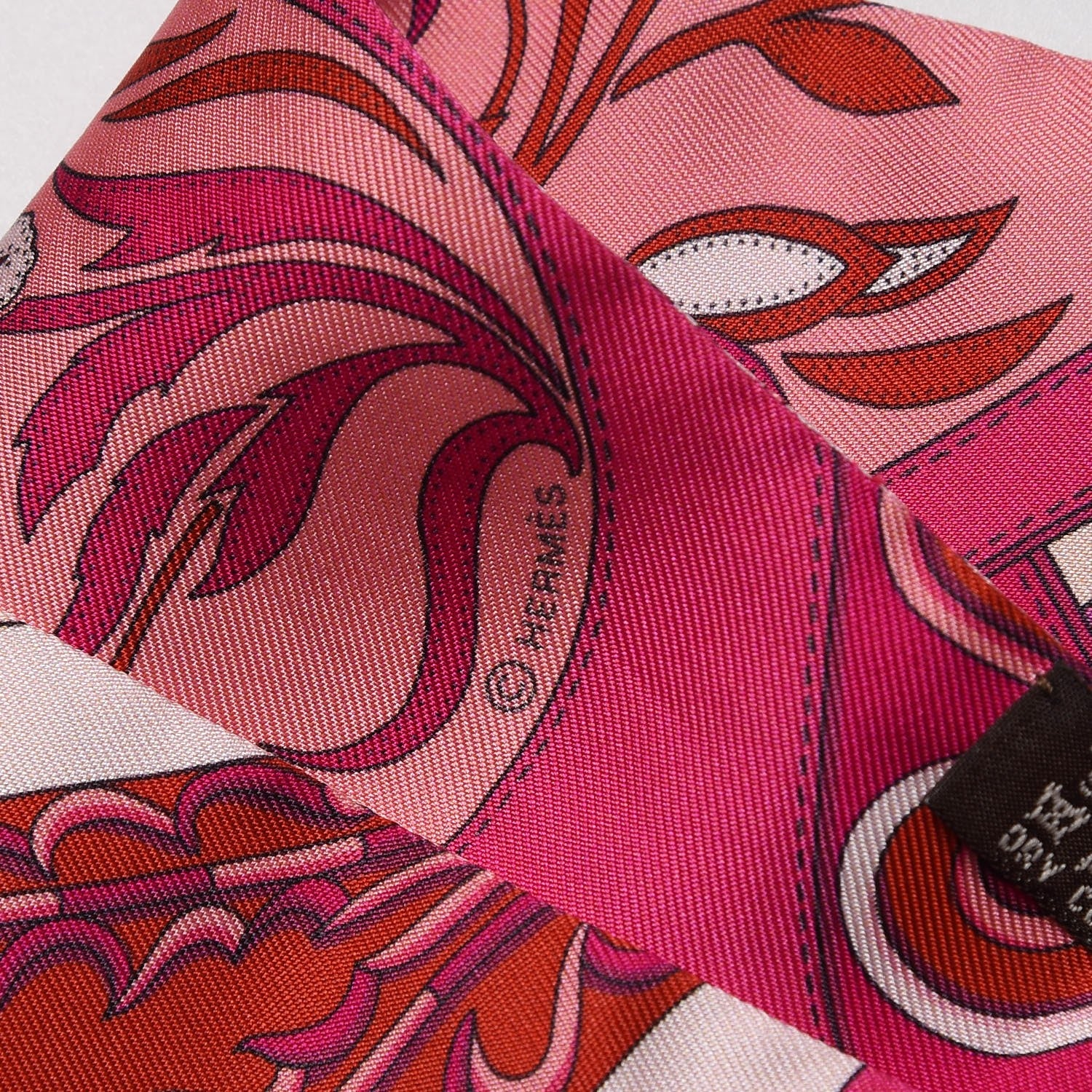 Hermes Silk Festival Des Amazones Twilly Fuchsia Nacre Rose 5 of 5