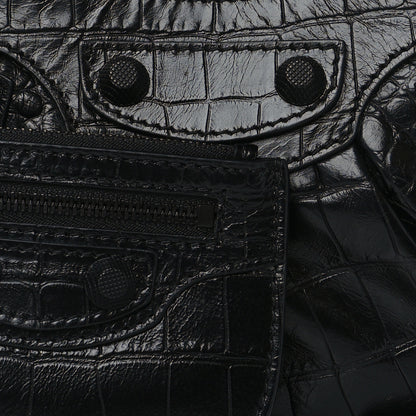 Balenciaga Extra Supple Calfskin Crocodile Embossed Monochrome Le Cagole Shoulder Bag XS Black 8 of 10