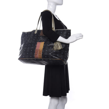 MCM Visetos Striped Munich Lion Tote Black 2 of 18