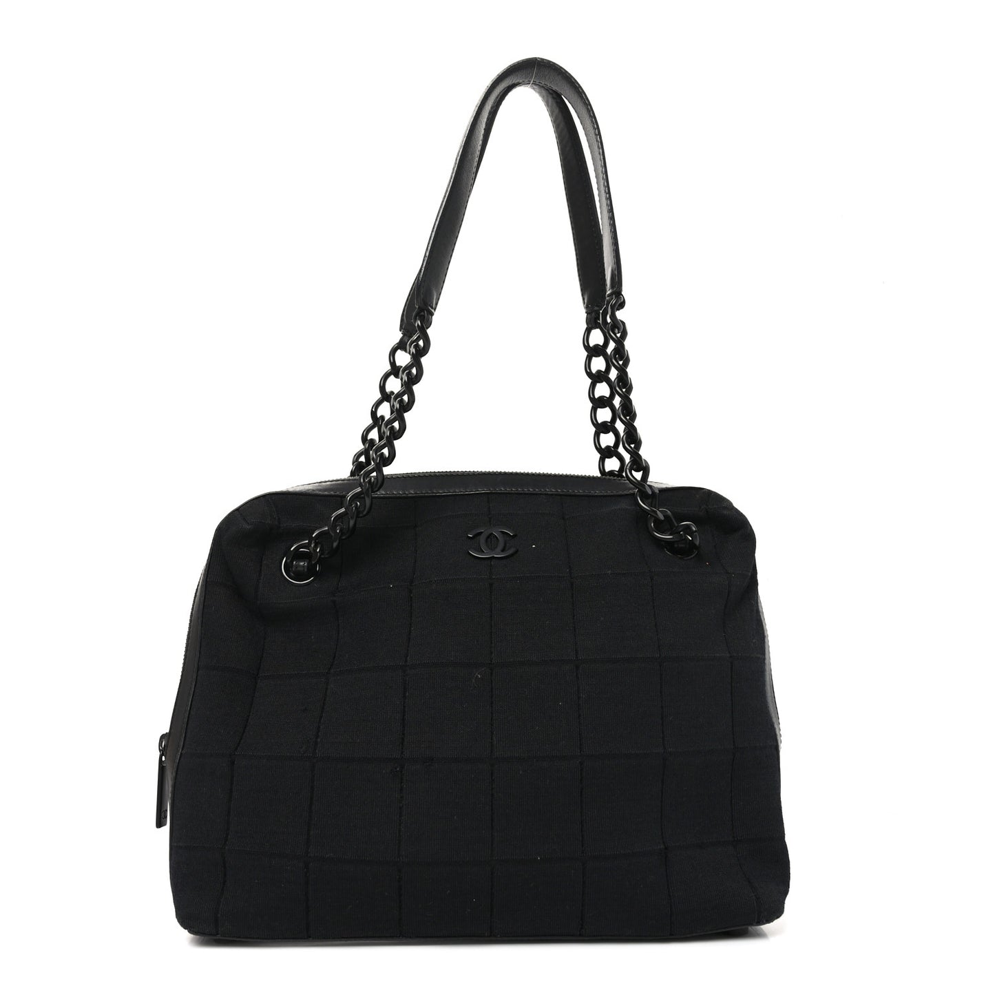 Jersey Quilted Chocolate Bar Shoulder Bag Black