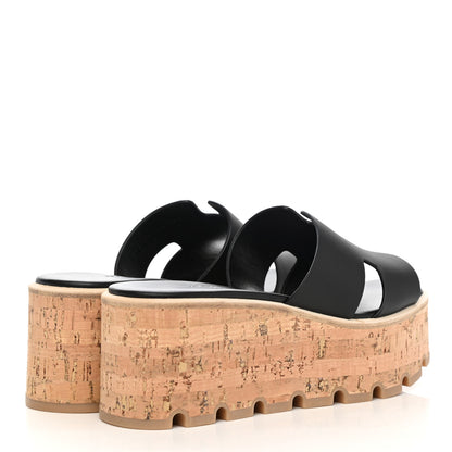 Hermes Calfskin Cork Eze 30 Sandals 35 Black 4 of 7