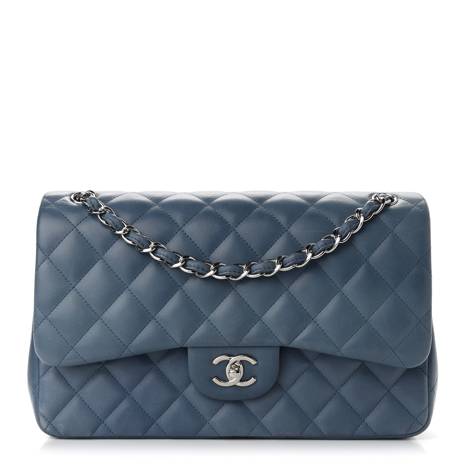 Chanel Lambskin Quilted Jumbo Double Flap Light Blue 1 of 9