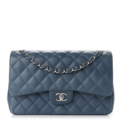 Chanel Lambskin Quilted Jumbo Double Flap Light Blue 1 of 9