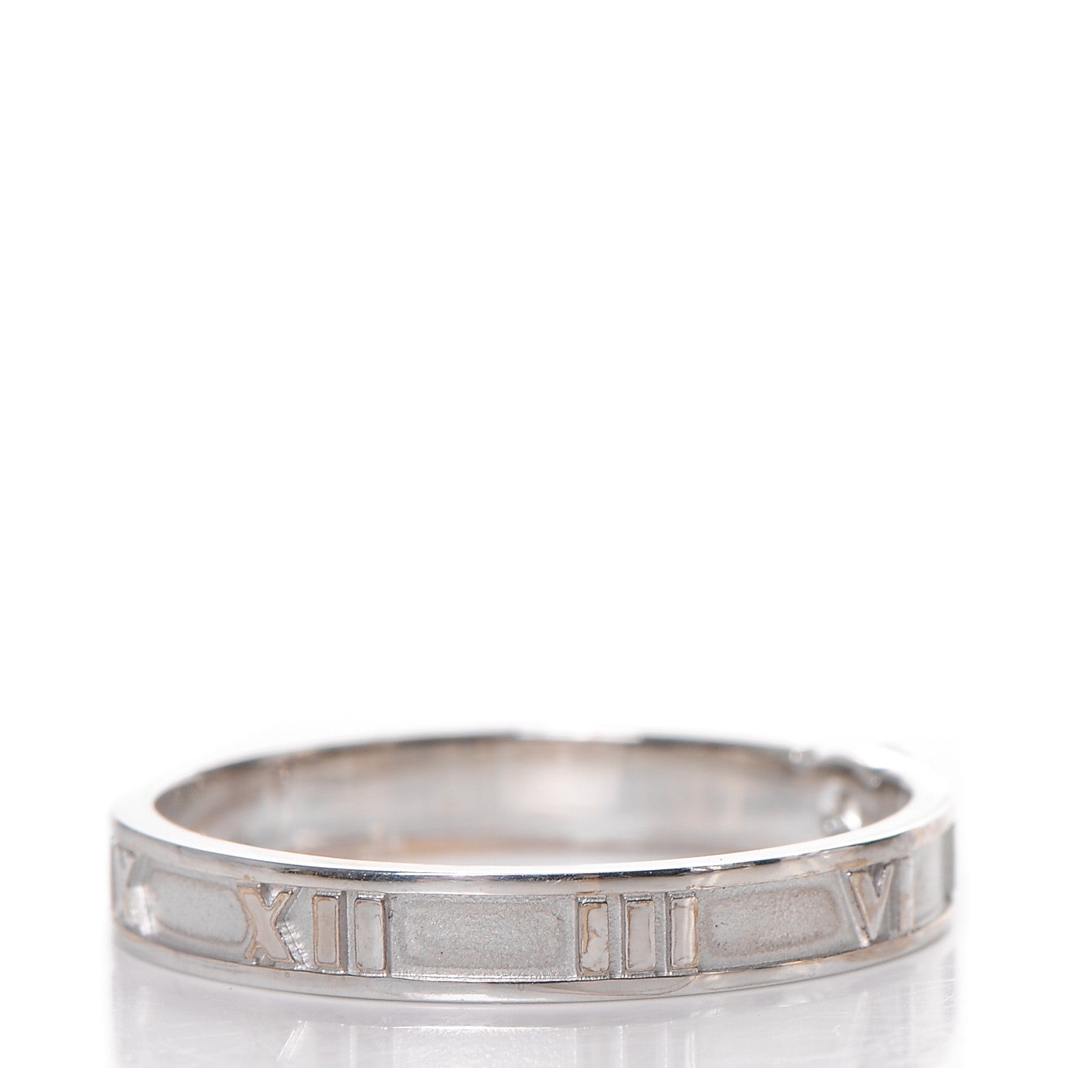 Tiffany 18K White Gold Diamond Atlas Solitaire Band Ring 60 9 4 of 5