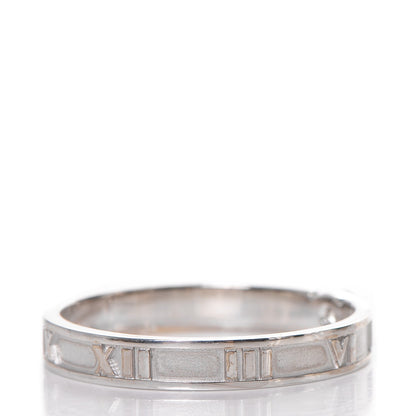 Tiffany 18K White Gold Diamond Atlas Solitaire Band Ring 60 9 4 of 5