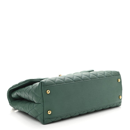 Chanel Caviar Quilted Medium Coco Handle Flap Green 3 of 9