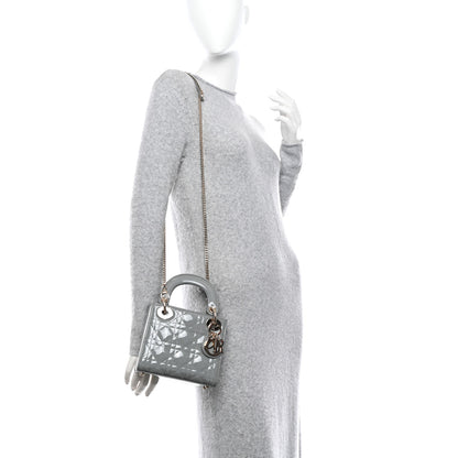 Christian Dior Patent Cannage Mini Lady Dior Grey Stone 2 of 11