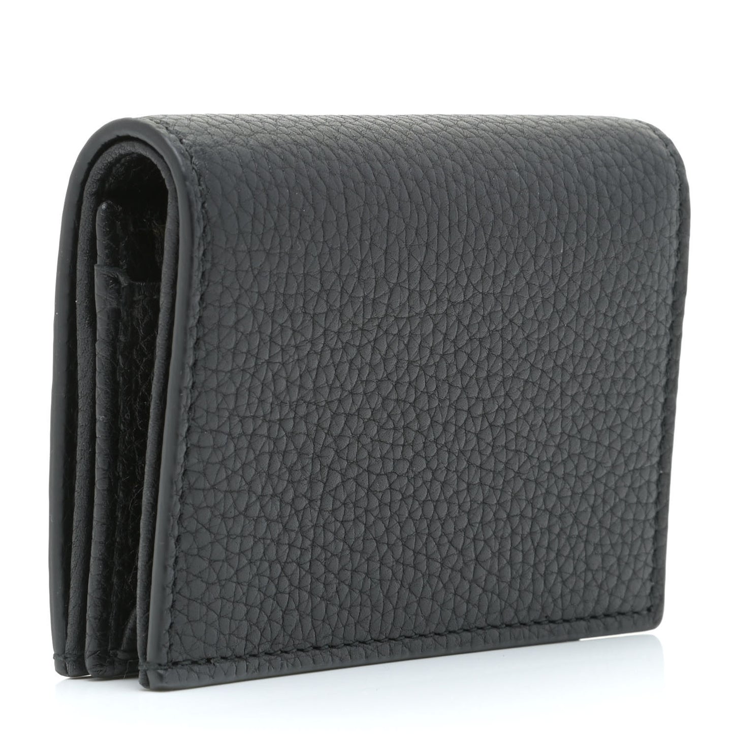 Pebbled Calfskin Animalier Card Case Black