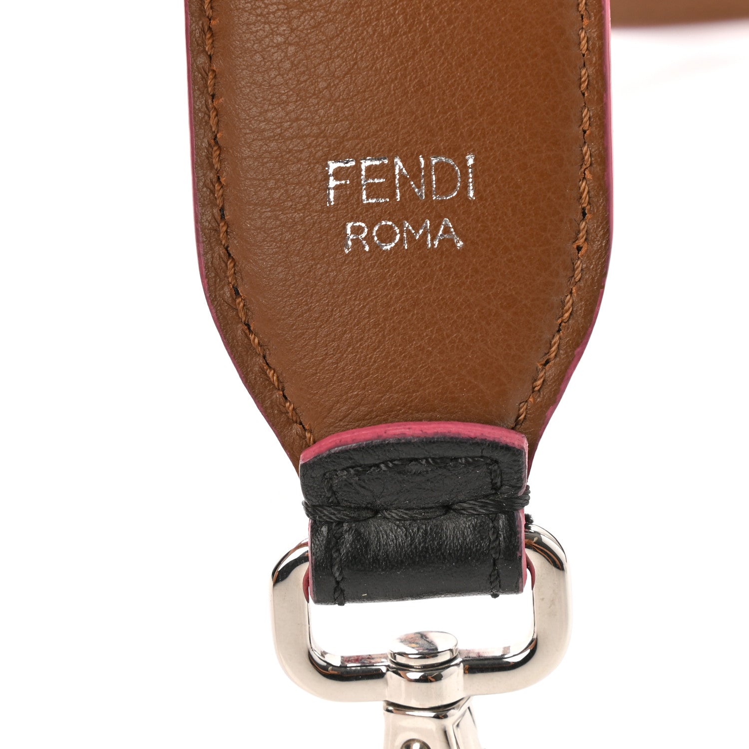 Fendi Vitello Dolce Plexiglass Bi-Color Studded Strap You Black Brownie Multicolor 3 of 4