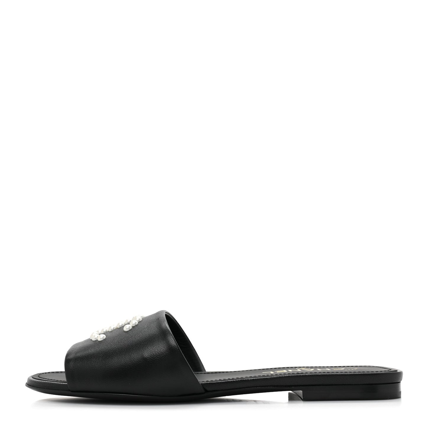 Lambskin Pearl CC Sandals 39 Black