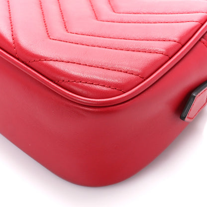 Gucci Calfskin Matelasse Small GG Marmont Chain Shoulder Bag Hibiscus Red 11 of 12