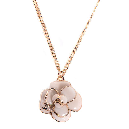 Chanel Enamel CC Camellia Necklace Gold 1 of 5