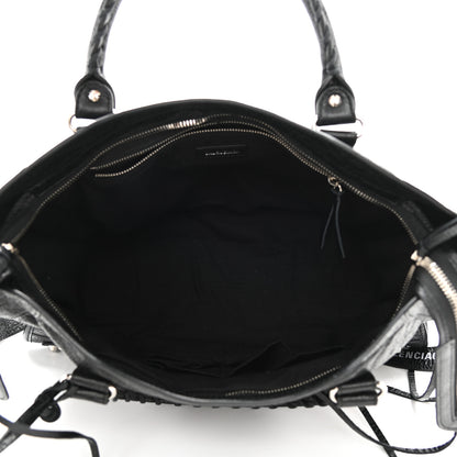 Balenciaga Agneau Classic Silver Hardware City Logo Strap Black White 5 of 8