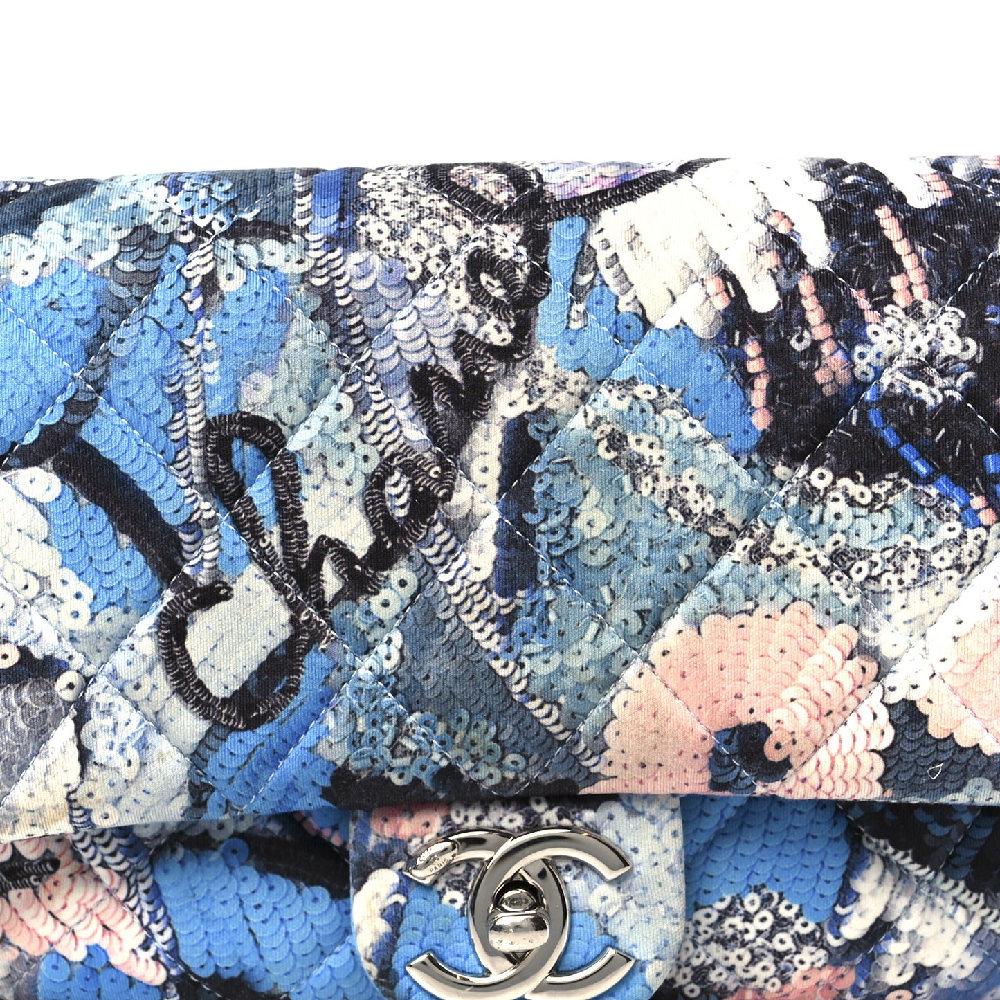 Canvas Sequin Print Quilted Waist Bag Multicolor