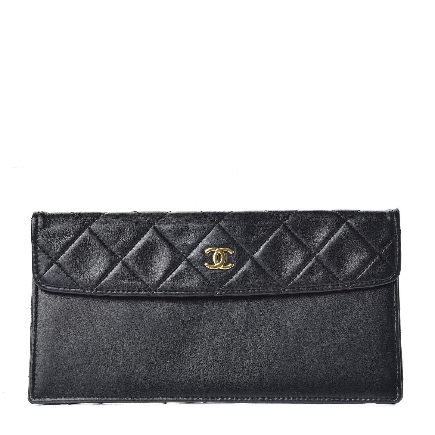Lambskin Quilted Flap Wallet Black