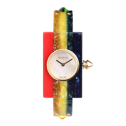 Gucci Stainless Steel Plexiglass Mother of Pearl 24mm Rainbow Quartz Watch 1 of 6