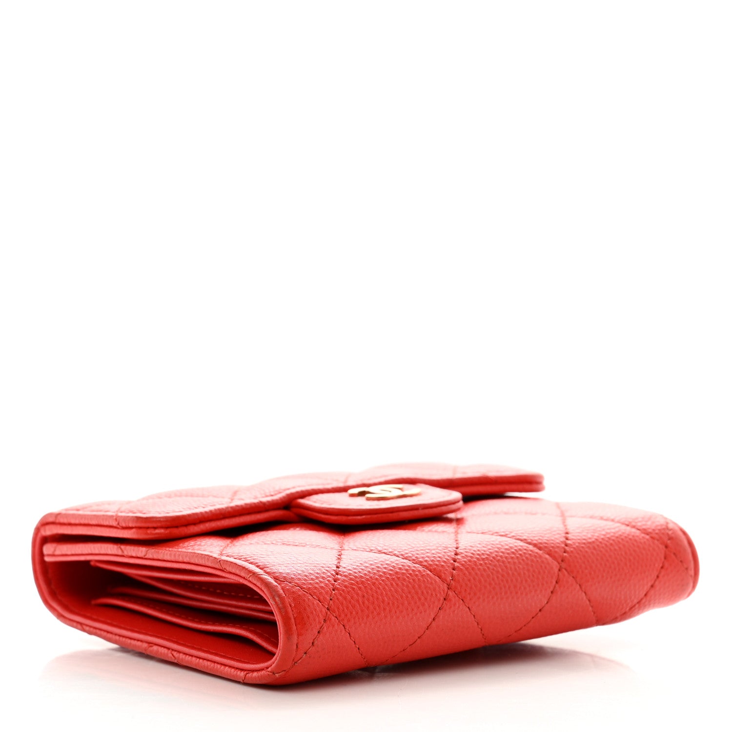 Chanel Caviar Quilted Compact Flap Wallet Red 4 of 10