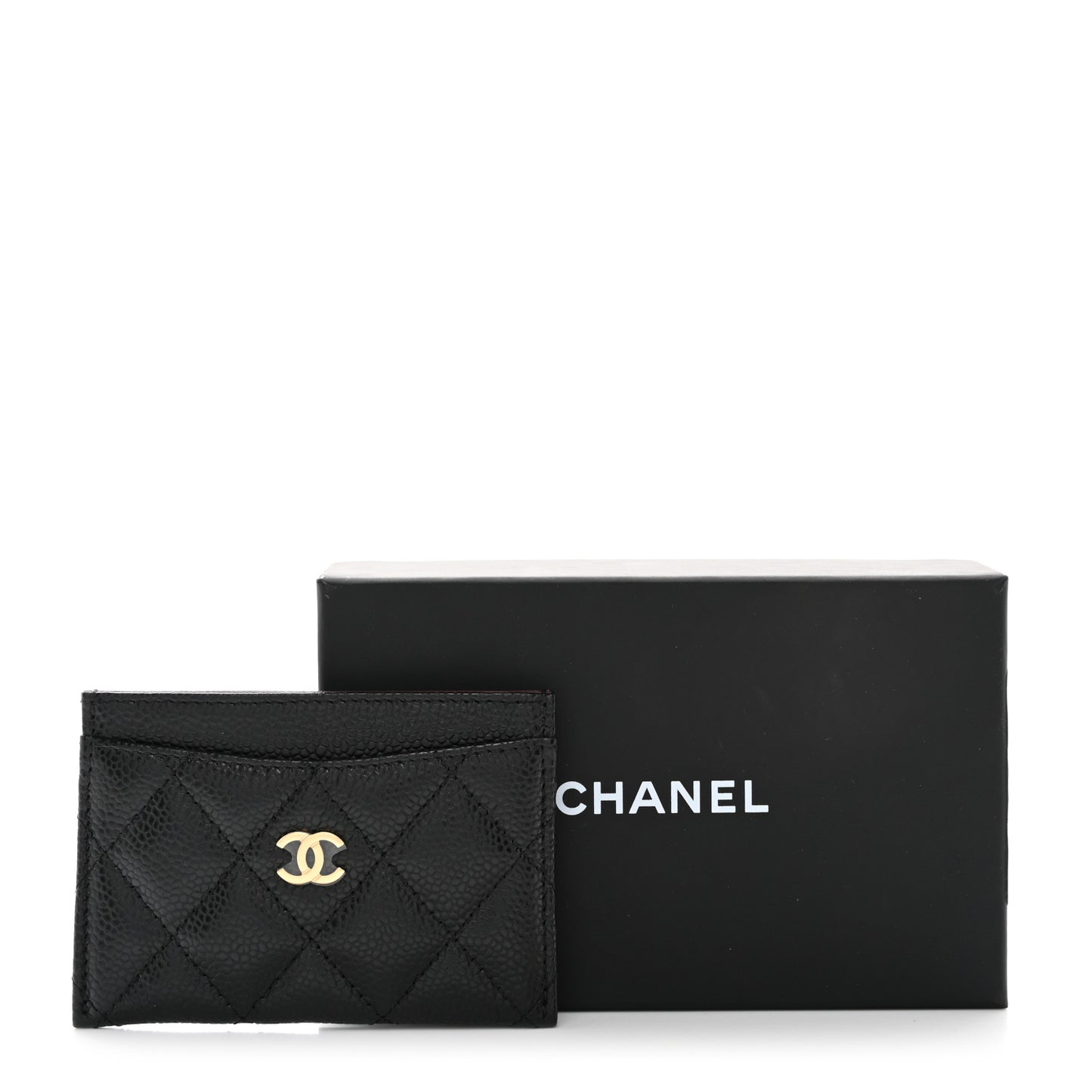 Caviar Quilted Card Holder Black