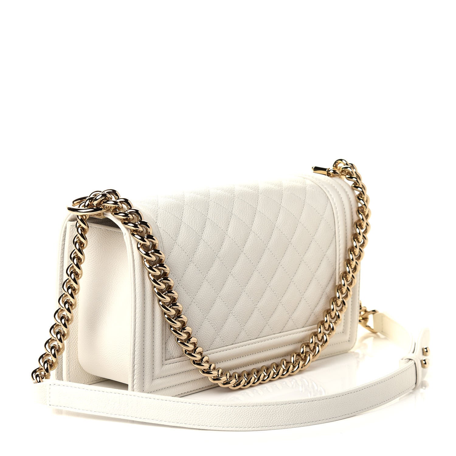 Chanel Caviar Quilted Medium Boy Flap White 3 of 10