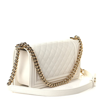 Chanel Caviar Quilted Medium Boy Flap White 3 of 10