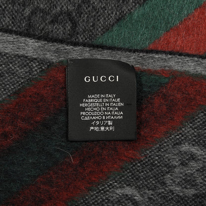 Gucci Wool Angora Monogram Web New Nikky Scarf Lead Dark Green 4 of 4