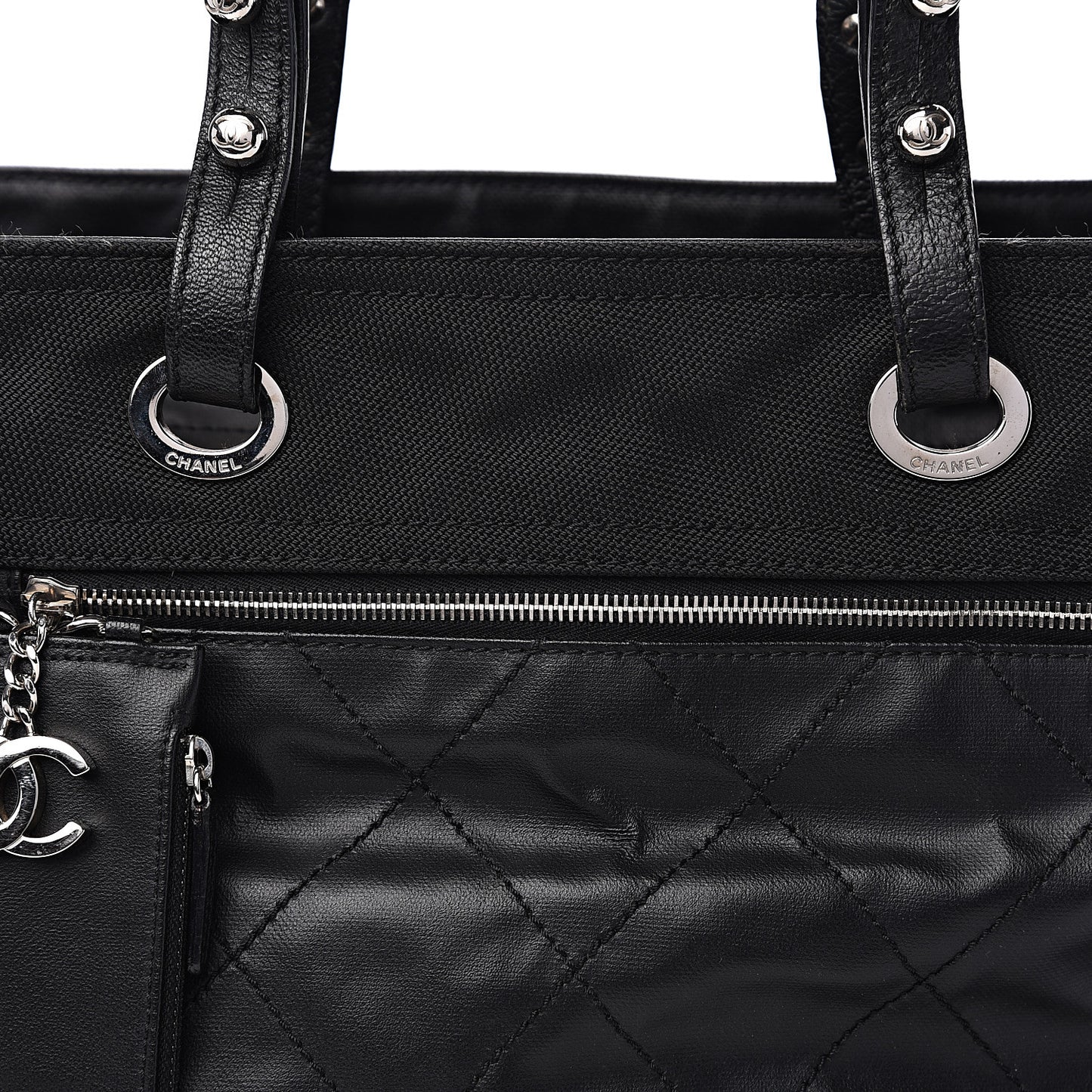 Coated Canvas Large Paris Biarritz Tote Black
