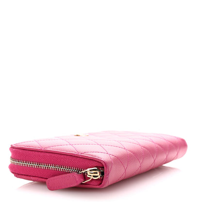 Chanel Caviar Quilted Large Gusset Zip Around Wallet Pink 4 of 8