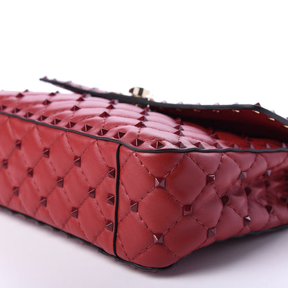 Valentino Garavani Lambskin Monochrome Medium Rockstud Spike Shoulder Bag Red 7 of 12