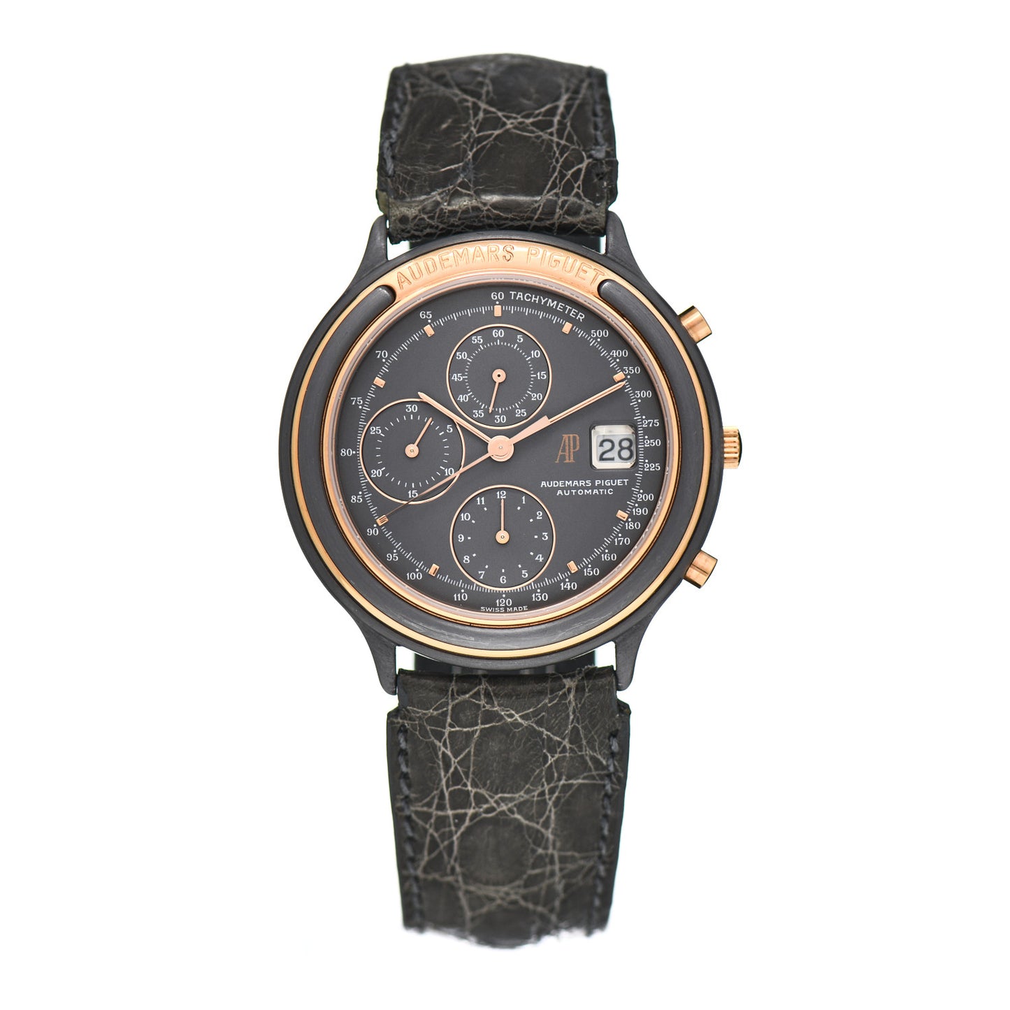 Tantalum 18K Rose Gold 40.5mm Jules Audemars Huitieme Chronograph Automatic Watch Grey 25644