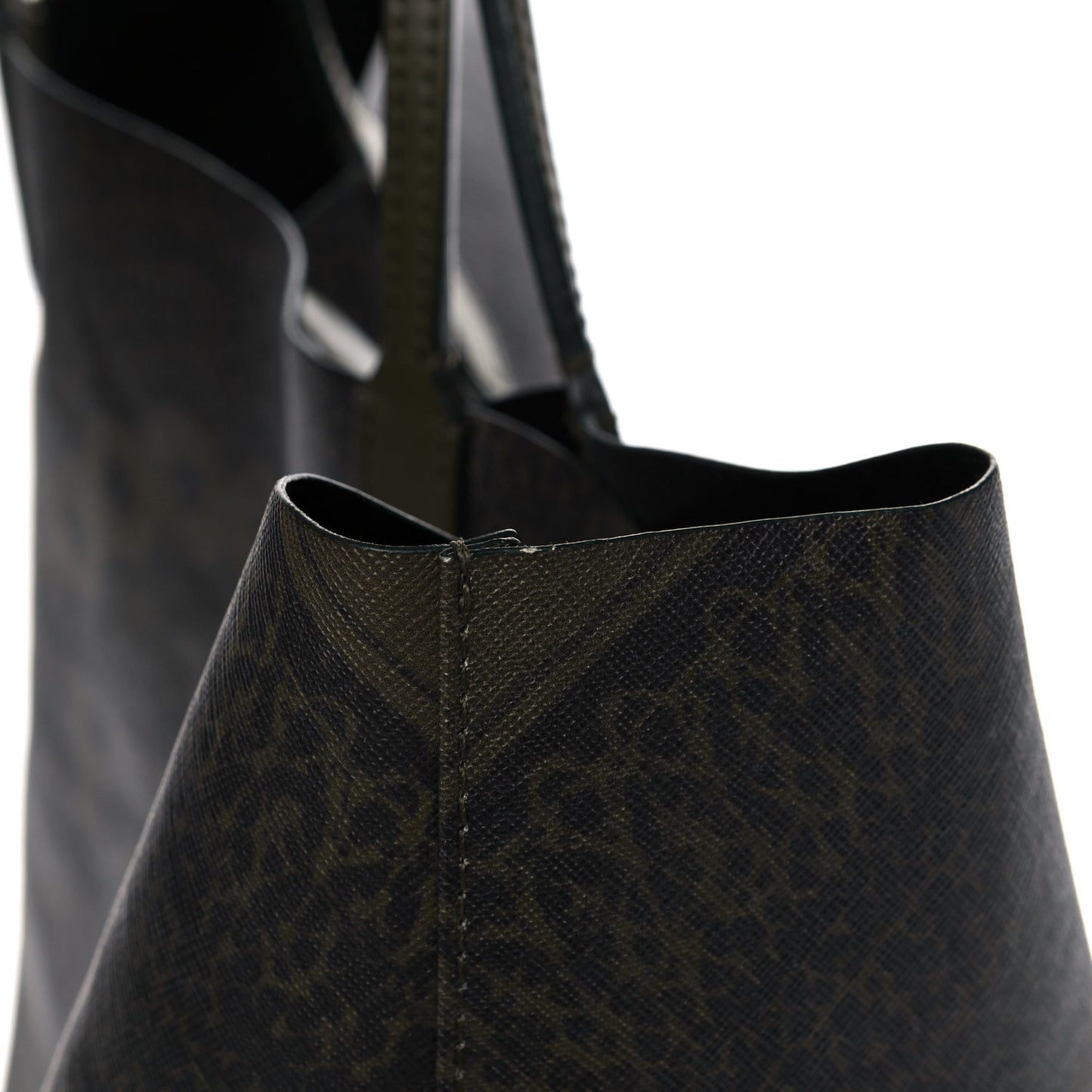 Textured Coated Canvas I Feel Love Print Large Antigona Tote Green