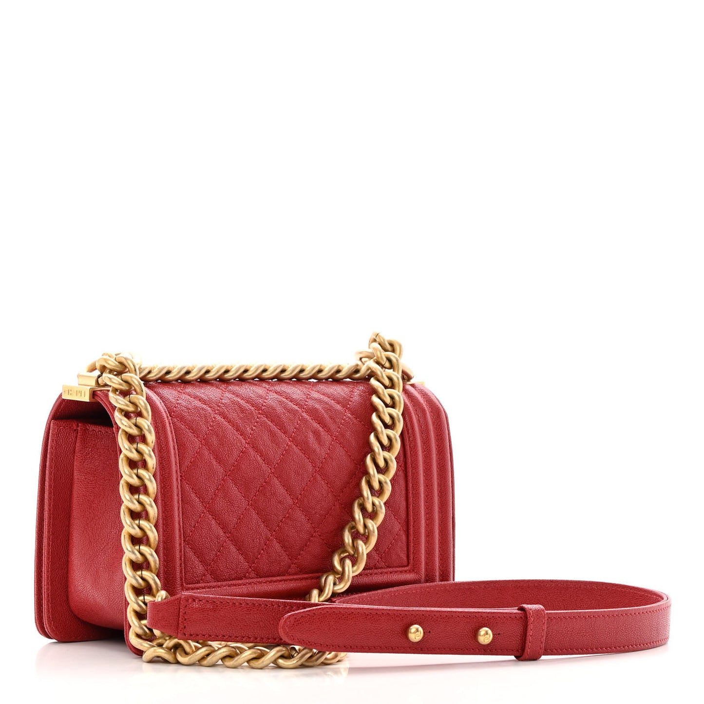 Caviar Quilted Small Boy Flap Red