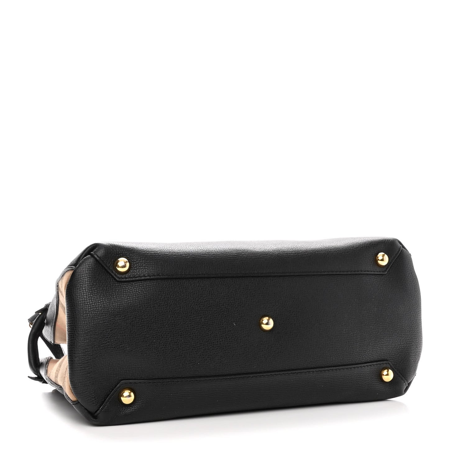 Grainy Calfskin House Check Medium Banner Tote Black