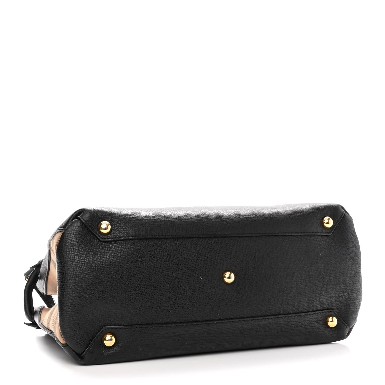 Burberry Grainy Calfskin House Check Medium Banner Tote Black 4 of 13