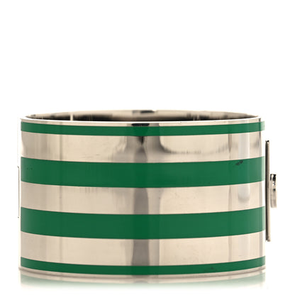 Gucci X ADIDAS Metal Enamel Cuff Bracelet S Silver Green 3 of 6