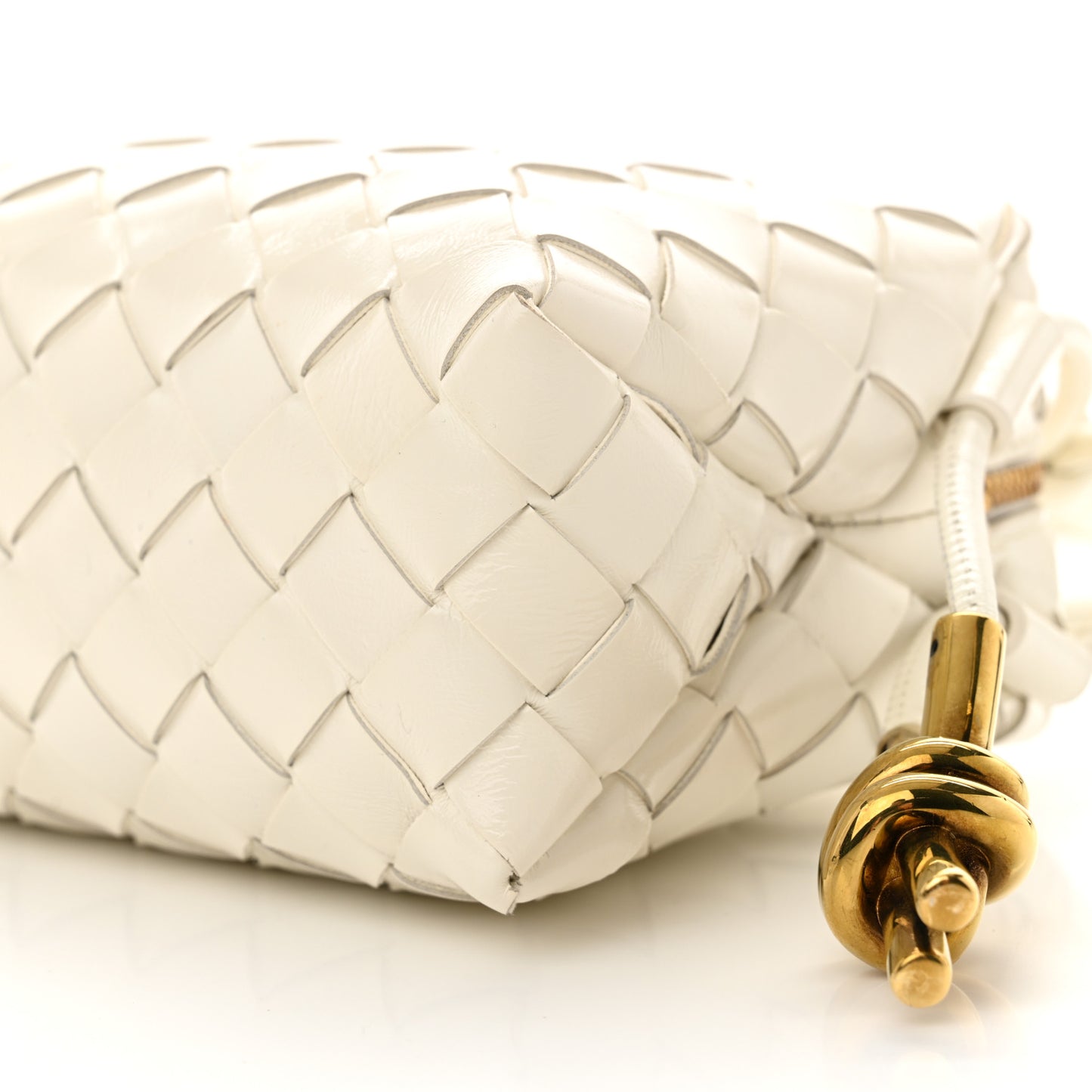 Nappa Intrecciato Metallic Knot Mini Loop Camera Bag Bone