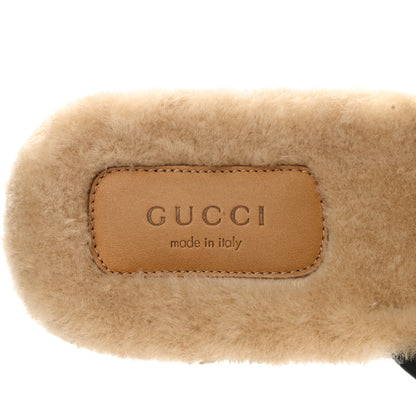 Gucci Nappa Wool Womens Fria Slippers 39 Black Butterscotch 7 of 9