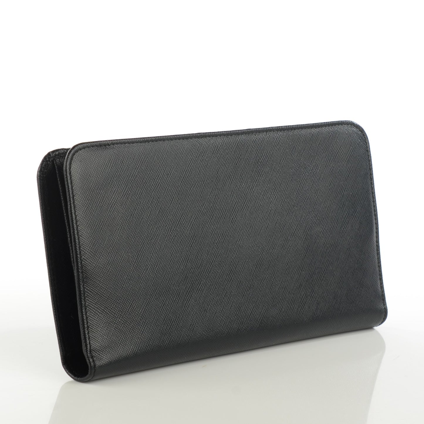 Saffiano Metal Double Snap Travel Wallet Nero Black