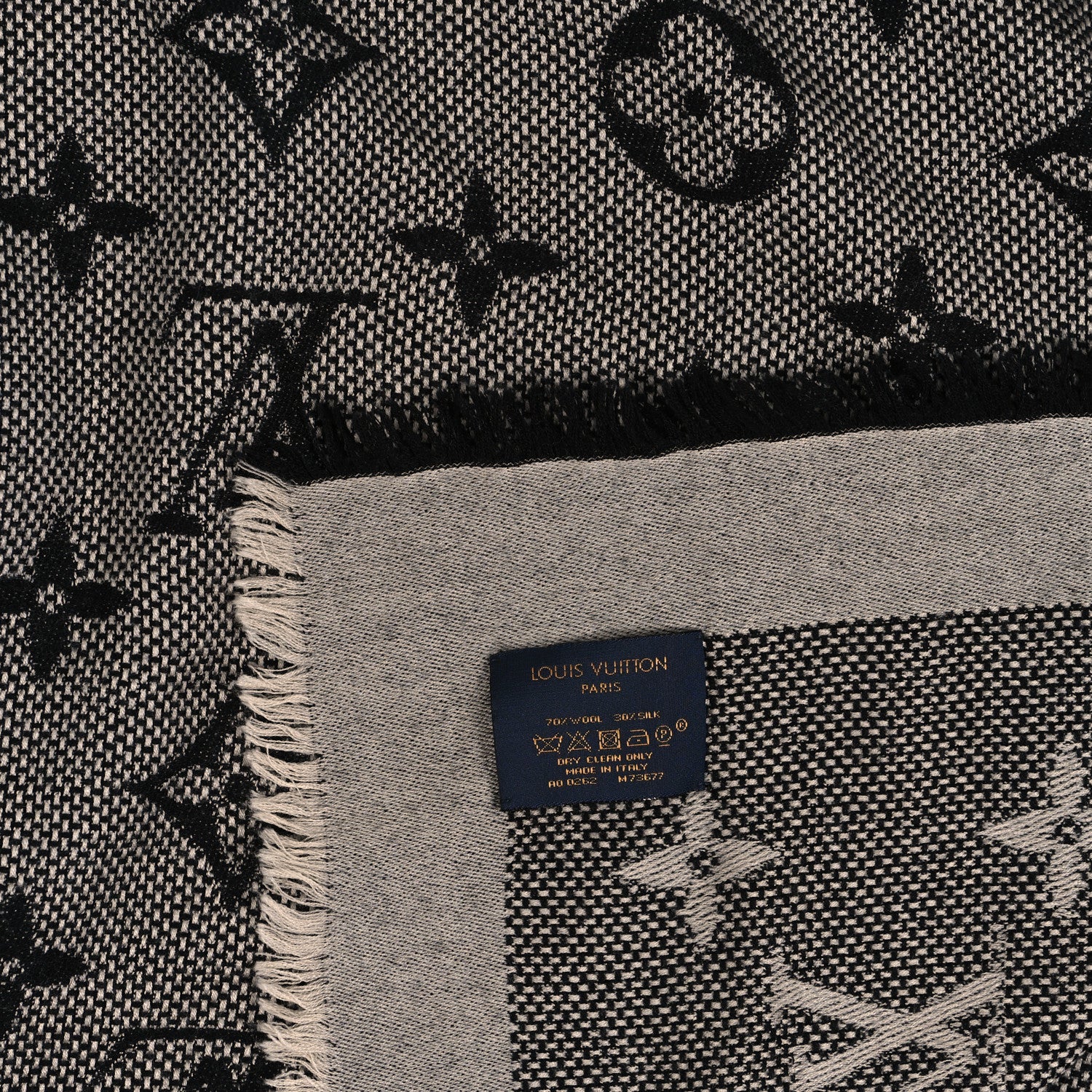 Louis Vuitton Silk Wool Monogram Denim Shawl Black 2 of 5