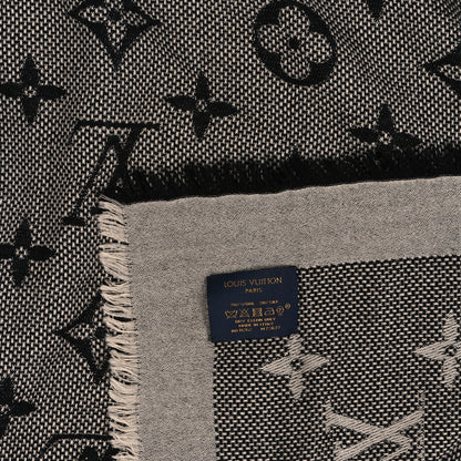 Louis Vuitton Silk Wool Monogram Denim Shawl Black 2 of 5