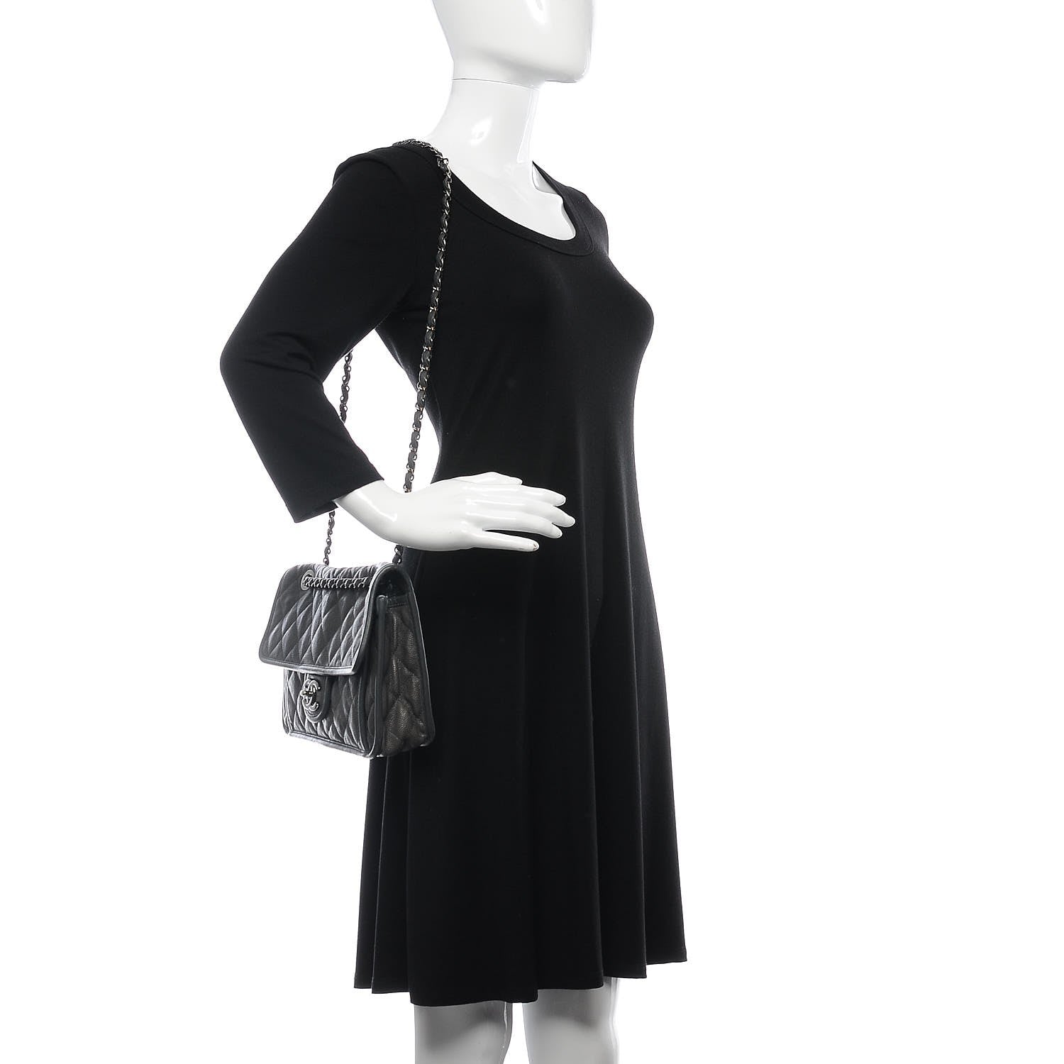 Chanel Caviar Quilted Medium French Riviera Flap Dark Grey 3 of 8