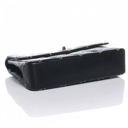 Chanel Leather Quilted Contrast Stitch Surpique Flap Black 4 of 8